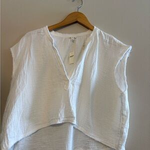 Aerie Women’s White Oversized Cotton Tank Top Size Large Beachy Summer Vacation